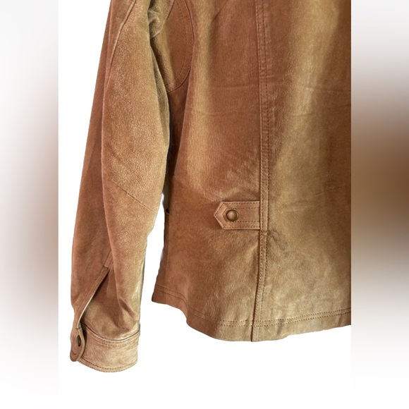 Coldwater Creek Tan Leather Jacket Womens Small Snaps Suede Equestrian Western - Picture 7 of 14